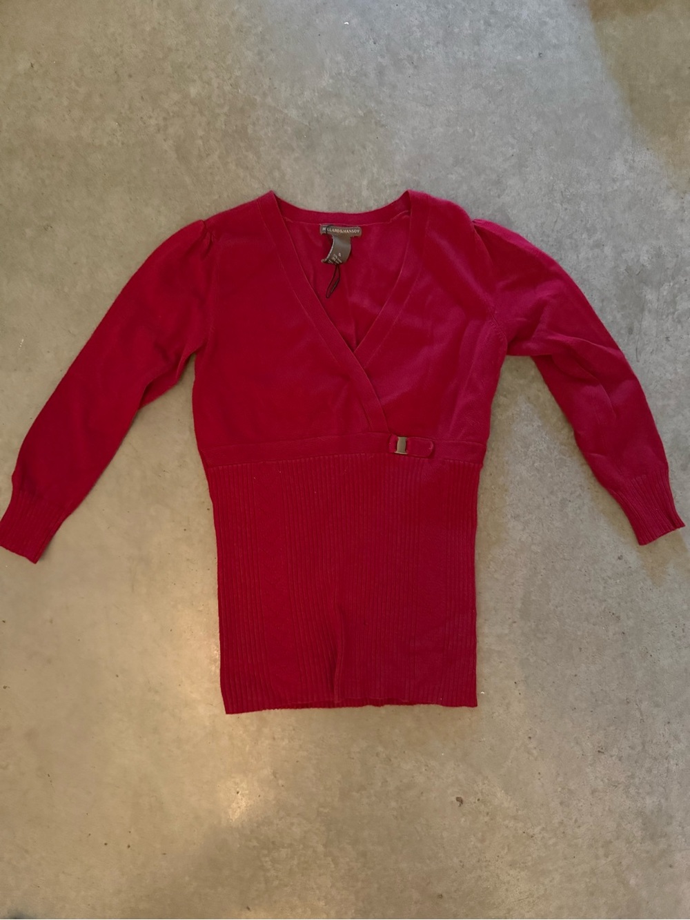 Vintage Red V-Neck Wrap Sweater, size small